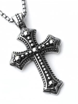 New Retro Hip Hop Stainless Steel Cross Shelf Necklace Trendy Personality Punk Pendant All-Match Men's Sweater Chain