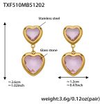 color: TXF510-Pink Color Faceted Stone Gold Earrings