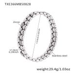 color: TXE366-Steel Color Heart Elastic Bangle
