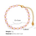 color: SL54 Pink Cat's Eye Stone Gold Bracelet