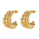color: Cast Three-wire Beads Earrings Gold