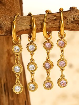 New Multicolored Tassel Vintage Stainless Steel Earrings Jewelry High Class Elegant All-Match Ear Clip Women