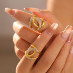 New Classic Style Pairs C Zircon Ring Female Ins Light Luxury Stainless Steel Plated 18K Real Gold Index Finger Ring
