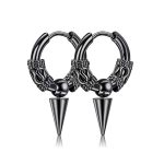 color: 12MM Dragon Pattern with Pointed Cone Ear Cuff Black 1 PC