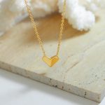 Folding Love Heart Necklace Elegant Handmade Clavicle Chain Stainless Steel 18K Gold Plating Female Accessories Exquisite