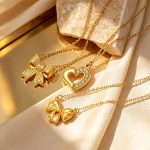 Elegant Loving Heart Zircon Couple Necklace Women's High-Grade Simple Stainless Steel 18K Gold-Plated Pendant
