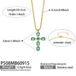 color: P508-Blue Zircon Cross Gold Necklace -50+5cm
