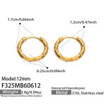color: F325-Gold Earrings -Inner Diameter 12mm