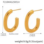 color: F210-Gold Geometric U Shape Earrings
