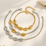 Summer Beach Vacation Marine Elements Women's Stainless Steel 18kpvd Shell Non-Fading Bracelet