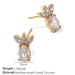 color: EH902WEG White Zircon Gold Stud Earrings
