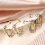 New Simple Stainless Steel Diamond Small C- Shaped Earrings French Entry Lux 18K Gold Plating Women