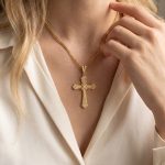 Light Luxury Cross Inlaid Zircon Stainless Steel Gold-Plated Simple Female Accessories Necklace Combination