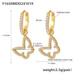 color: F1650-Gold Butterfly Set with Zircon Earrings