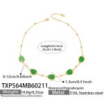 color: TXP564-Gold Green Cat's Eye Stone Necklace