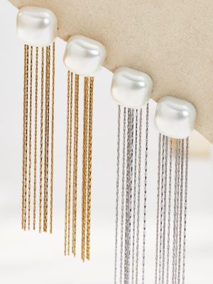 Stainless Steel Plated 18K Real Gold Shell Beads Tassel Earrings Temperament Entry Lux Long Earrings Do Not Fade