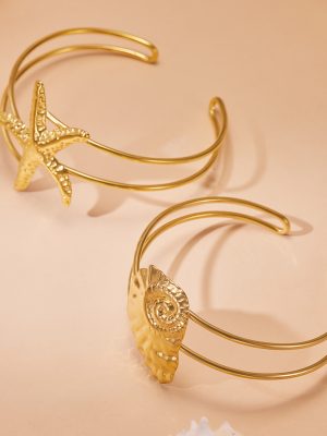 New Summer Ocean Five-Pointed Star Conch Series Stainless Steel 18K Gold Plated Bracelet