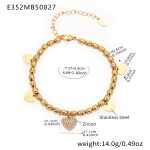 color: E352-Gold Heart Zircon Bracelet 17+5cm