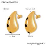 color: F145-Gold Black Colored Glaze Earrings