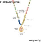 color: P1846-Gold Faceted Cat's Eye Stone Necklace