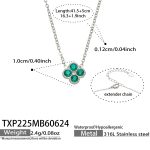 color: TXP225-Teal Color Zircon Steel Color Necklace -41.5+5cm