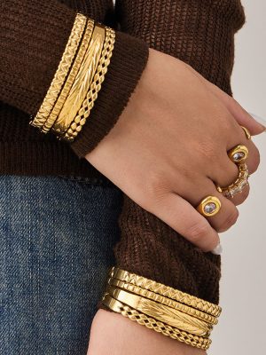 Stainless Steel Wheat Diamond round Beads Bracelet 18K Gold Design Bracelet