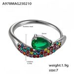 color: A978-Steel Color Green Zircon Ring / size: US 7