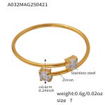 color: A032-Gold 5A Zircon Ring / size: US 7