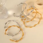 Geometric Wave Line Design Simple Bracelet Chic Opening Bracelet Stainless Steel Plated 18K