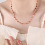 color: P1528-Red Enamel Gold Necklace -45+5cm