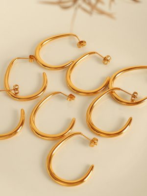 Premium Geometric Vintage Earrings Light Luxury Stainless Steel Gold Plated