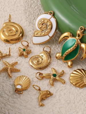 New Beach Starfish Necklace Temperament Entry Lux Conch Pendant Shell Irregular Stainless Steel 18K Gold Plating