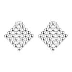 color: Square Welded Bead Earrings Steel Color
