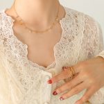 color: P538-Gold Leaf Necklace -40+5cm