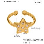 color: A335-B Gold Five-pointed Star Zircon Ring