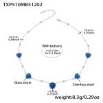color: TXP510-Blue Color Faceted Stone Steel Color Necklace 42+5cm