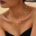 Gold Small Shell Freshwater Pearl Necklace Creative Design Stainless Steel Jewelry