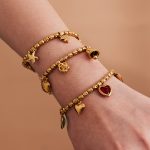 Vintage Vintage Bell Flower DIY Multi-Pendant Embossed Steel Ball Bracelet Personality Stainless Steel Jewelry