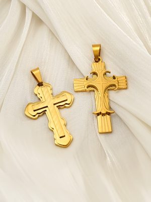 Stainless Steel Electroplating Hip Hop Double Layer Cross Men's Pendant Advanced Personality Ornament