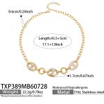 color: TXP389-Resin Pig Nose Clasp Zircon Gold Necklace -43.5+5cm