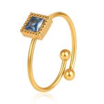 color: Square Zircon Ring Sapphire Blue / size: Open Adjustable