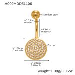 color: H009-Gold Post Length 11.4mm Post Thickness 1.55mm