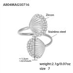 color: A804-Steel Color 5A Zircon Double Shell Ring -Size 7 / size: US 7