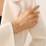 color: E317-Gold Horizontal Heart Bracelet -15+5cm