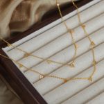New Simple and Light Luxury Personality Triangle Diamond Inlaid Clavicle Chain All-Match Stainless Steel Plated 18K Gold Necklace Female