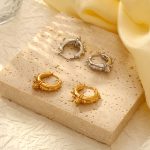 Round Pointed Cone Shape Stainless Steel Earrings Women's Electroplating 18K Gold Earrings