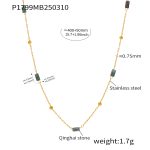 color: P1799 Gold Lapis Lazuli Necklace 40+5cm