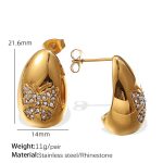 color: EH722WEG White Rhinestone Gold Earrings