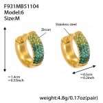 color: F931-6 Green Color Zircon Earrings -Medium