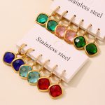 Transparent Super Flash Cut Czech Glass Full Diamond Earrings Stainless Steel Color Retaining Fine Jewelry Gift for Ladies